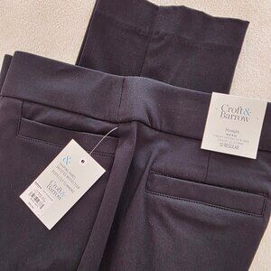 Women's Croft & Barrow Tummy Control Pull-On Pants Mineral Black 10 Regular NWT